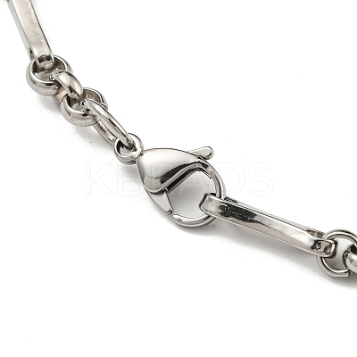 Ion Plating(IP) Two Tone 201 Stainless Steel Oval & Bar Link Chain Bracelet BJEW-B078-25GP-1