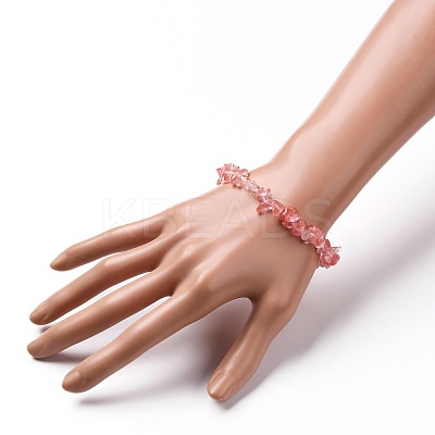 Cherry Quartz Glass Chip Beads Stretch Bracelets BJEW-JB05765-02-1