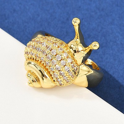 Brass Micro Pave Clear Cubic Zirconia Cuff Rings RJEW-P155-02G-1