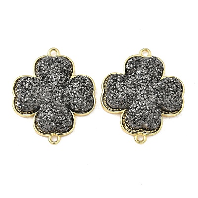 Brass with Druzy Resin Connector Charms KK-C158-05B-G-1
