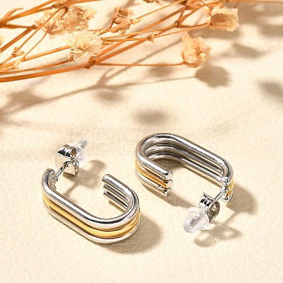 304 Stainless Steel Two Tone Stud Earrings EJEW-F355-05GP-04-1