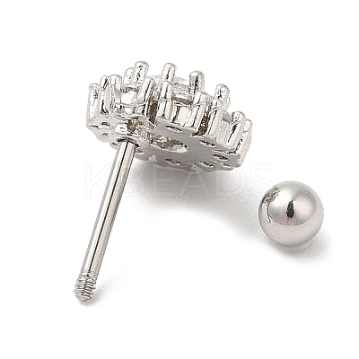 Brass Micro Pave Clear Cubic Zirconia Stud Earrings LS-EJEW-L265-12P-1