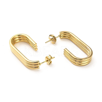 202 Stainless Steel Oval Stud Earrings EJEW-C076-03G-1