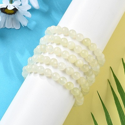 Natural New Jade Beaded Stretch Bracelets BJEW-Q692-44-8mm-1
