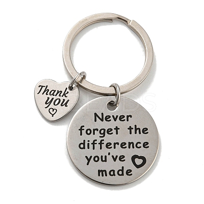 Teacher's Day Gift 201 Stainless Steel Word Thank You Keychains LS-KEYC-E040-05P-02-1