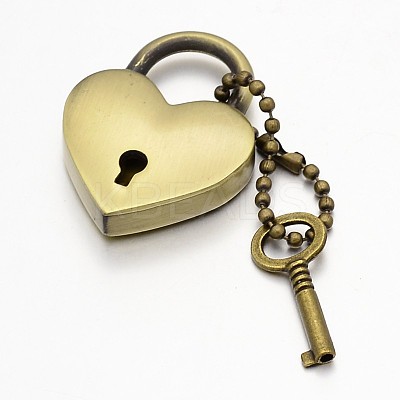 Heart Lock & Key Zinc Alloy Key Clasps KEYC-O009-14-1