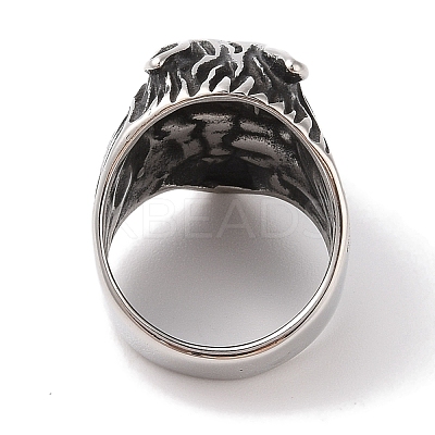 Viking 304 Stainless Steel Wolf Head Wide Finger Rings for Mens RJEW-U005-16A-AS-1