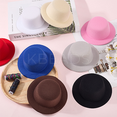 8Pcs 8 Colors EVA Fabric Pillbox Stewardess Fascinator Hat Base for Millinery AJEW-GF0010-94-1