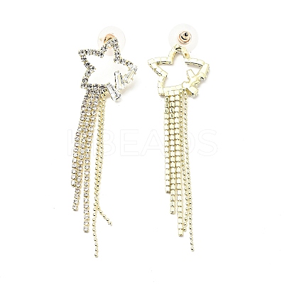 Clear Cubic Zirconia & Crystal Rhinestone Long Dangle Stud Earrings LS-EJEW-C037-06A-LG-1