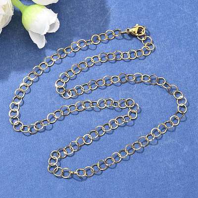 Ion Plating(IP) 304 Stainless Steel Cable Chain Necklaces MAK-G006-01G-1