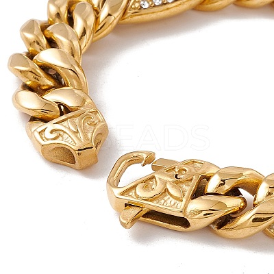 Crystal Rhinestone Oval Link Chains Bracelet BJEW-E107-05G-02-1