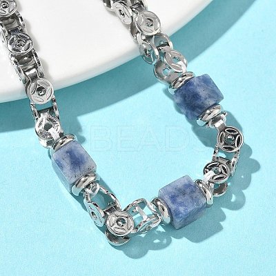 Natural Blue Spot Jasper Link Chain Bracelets for Women BJEW-Z148-06P-05-1