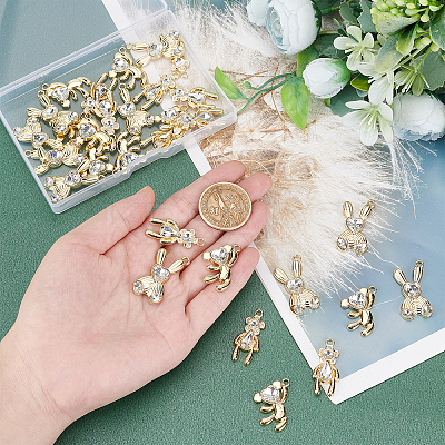 30Pcs 3 Style Rabbit & Bear Rack Plating Alloy Pendants FIND-PH0004-08-1