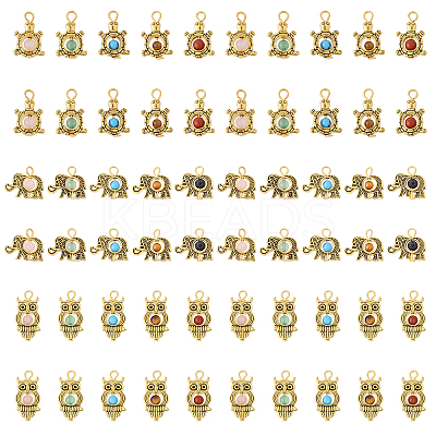 60Pcs 15 Styles Antique Golden Tone Alloy Pendants PALLOY-FH00026-1