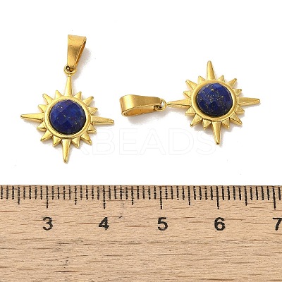 Natural Lapis Lazuli Faceted Sun Pendants STAS-P361-02G-01-1
