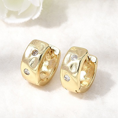Brass Micro Pave Clear Cubic Zirconia Hoop Earrings EJEW-Z149-02G-1