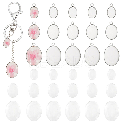 DIY Blank Oval Pendant Making Kits DIY-PH0021-47-1