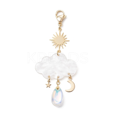2Pcs Cloud Acrylic Pendant Decorations HJEW-JM04665-1