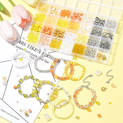 DIY Alloy Enamel & Glass & ABS Plastic Imitation Pearl Bracelets Jewelry Making Kits DIY-FS0007-52-1