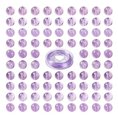 100Pcs 8mm Natural Amethyst Round Beads DIY-LS0002-13-1
