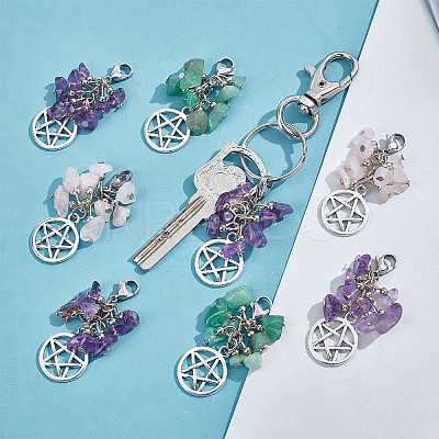 18Pcs 3 Style Natural Mixed Gemstone Chips Pendants HJEW-FH0001-09-1
