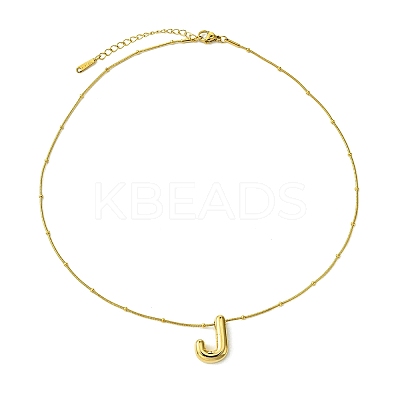 Ion Plating(IP) Initial Letter 304 Stainless Steel Pendant Necklace NJEW-R265-05G-J-1