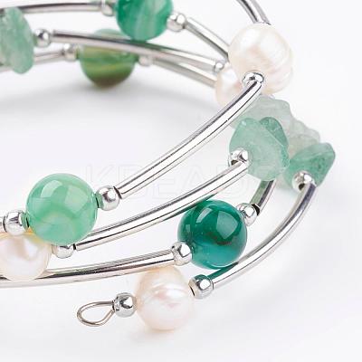 Natural Gemstone Wrap Bracelets BJEW-JB03355-1