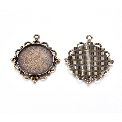 Tibetan Style Zinc Alloy Pendant Cabochon Settings LS-X-TIBEP-M003-16AB-NR-1