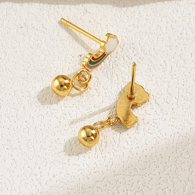 Fashionable Classic Versatile Rainbow with Round 201 Stainless Steel Stud Earrings NE2607-1