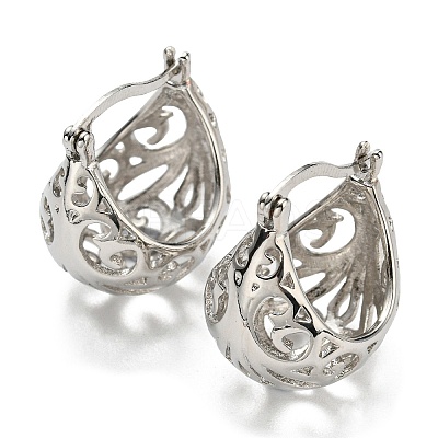 Hollow Basket Hoop Earrings EJEW-G355-03P-1