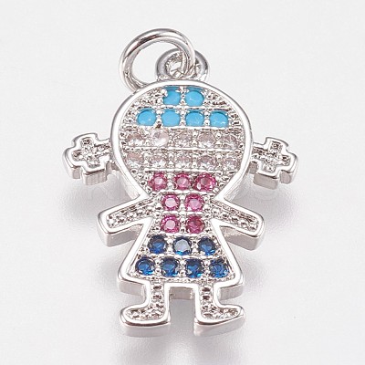 Brass Micro Pave Cubic Zirconia Pendants KK-I614-062P-1