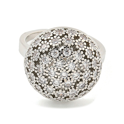 Real Platinum Plated Brass Micro Pave Clear Cubic Zirconia Cuff Rings RJEW-L113-017P-02-1