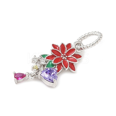 925 Sterling Silver Pave Cubic Zirconia with Enamel Pendants STER-G047-01D-1