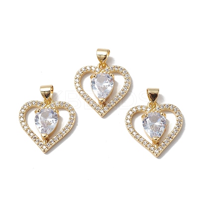 Brass Cubic Zirconia Pendants KK-E003-08G-1