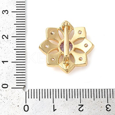 Brass Micro Pave Clear Cubic Zirconia Fold Over Clasps KK-G505-08G-1