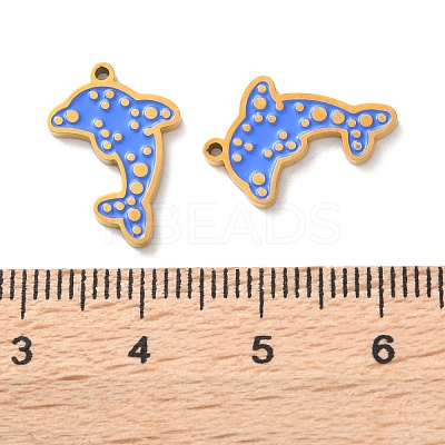 Ion Plating(IP) 304 Stainless Steel Enamel Pendants STAS-M102-12A-G-1