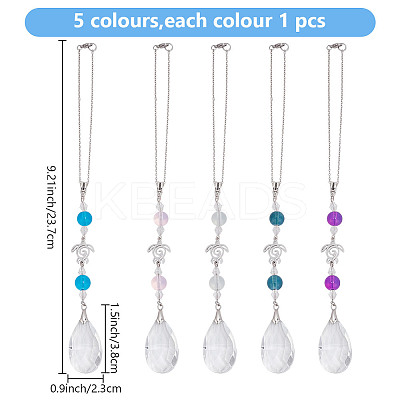 Glass Teardrop Pendant Decoratoins HJEW-AB00620-1