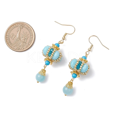 Lantern 304 Stainless Steel Synthetic Imperial Jasper Dangle Earrings EJEW-MZ00609-01-1