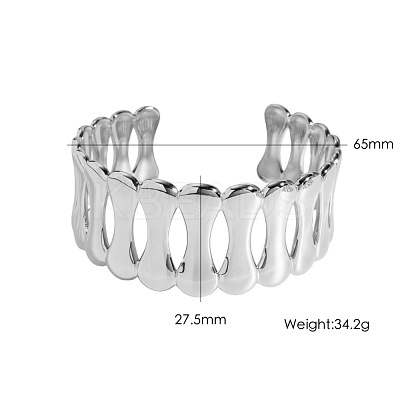 Hollow 304 Stainless Steel Cuff Bangles for Women WGE001B-02-1