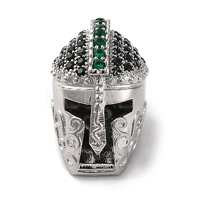 Helmet Shape Rack Plating Brass with Cubic Zirconia Beads KK-S406-15F-1