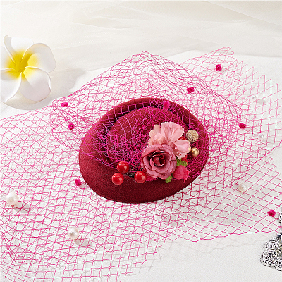 Polyester Birdcage Bridal Veil Netting with Chenille Dot AJEW-WH0471-103C-05-1