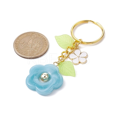Flower Acrylic Imitation Gemstone Pendant Keychain KEYC-JKC00692-01-1