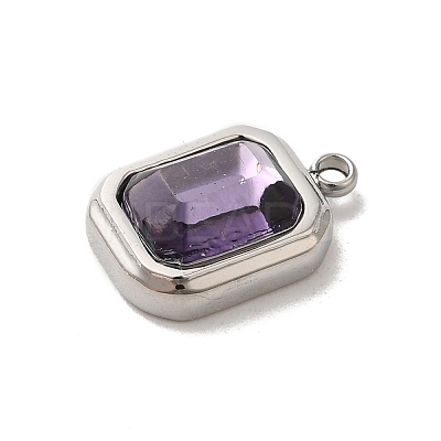 304 Stainless Steel Glass Pendants STAS-L022-062P-03-1