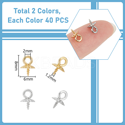 80Pcs 2 Colors 304 Stainless Steel Screw Eye Pin Peg Bails STAS-UN0056-71-1