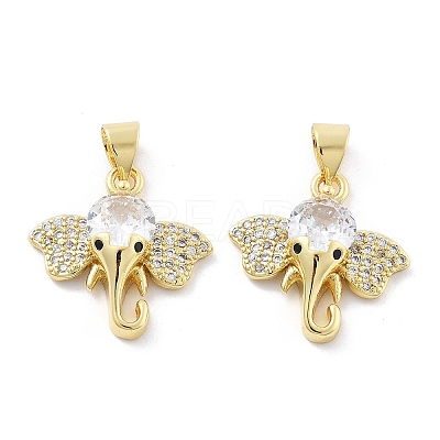 Brass Micro Pave Cubic Zirconia Pendants KK-Z098-04G-1