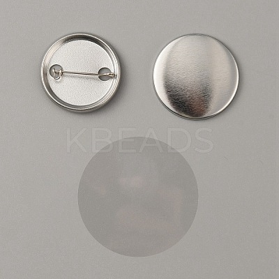 Flat Round Iron Badge Button Parts DIY-WH0297-15B-1