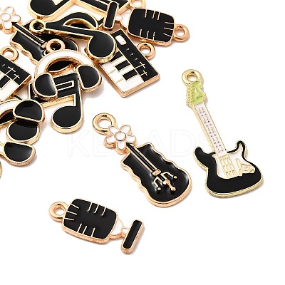 14Pcs 7 Styles Music Theme Alloy Enamel Pendants FIND-FP0002-97-1
