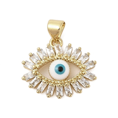 Evil Eye Rack Plating Brass Micro Pave Cubic Zirconia Pendants KK-Z074-16G-1