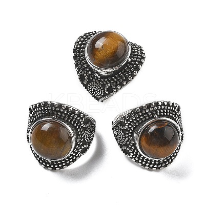 Natural Tiger Eye Adjustable Rings RJEW-I108-03AS-14-1