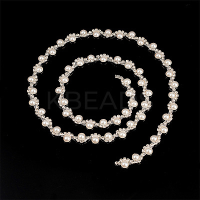 1 Yard Crystal Rhinestone Cup Chains with Plastic Pearl Beaded DIY-GA0005-72-1